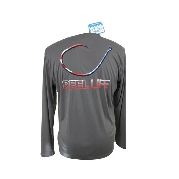 SOLD🔥NWT Reel Life LS T-Shirt Gray Patriotic Hook - Picture 8 of 8